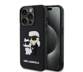 Karl Lagerfeld 3D Rubber Karl and Choupette Zadní Kryt pro Apple iPhone 13 Pro černá