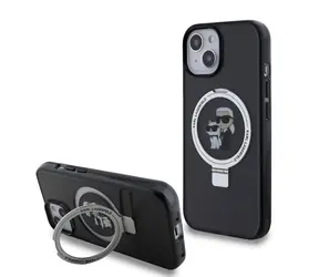 Karl Lagerfeld Ringstand Karl and Choupette MagSafe Zadní Kryt pro Apple iPhone 15 černá
