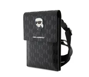 Karl Lagerfeld Saffiano Monogram Wallet Phone Bag Ikonik NFT černá
