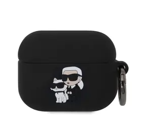 Karl Lagerfeld 3D Logo NFT Karl and Choupette Silikonové Pouzdro pro Apple AirPods Pro černá
