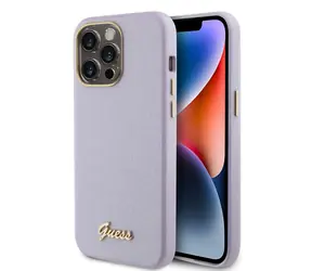 GUESS PU Glitter Full Wrapped Zadní Kryt pro Apple iPhone 15 Pro Max fialová