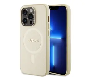 GUESS PU Saffiano MagSafe Zadní Kryt pro Apple iPhone 15 Pro Max béžová