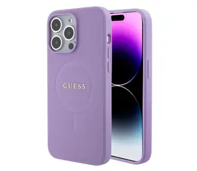 GUESS PU Saffiano MagSafe Zadní Kryt pro Apple iPhone 15 Pro Max fialová