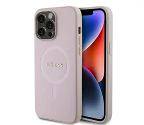 GUESS PU Saffiano MagSafe Zadní Kryt pro Apple iPhone 15 Pro Max růžová