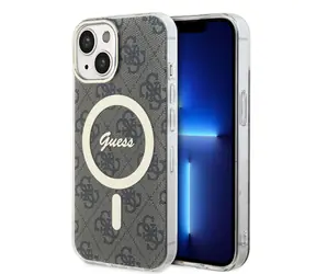 GUESS IML 4G MagSafe Zadní Kryt pro Apple iPhone 15 hnědá