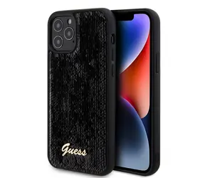 GUESS Sequin Script Logo Zadní Kryt pro Apple iPhone 12/12 Pro černá