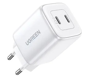 UGREEN Nexode Dual bílá / nabiječka / 2x USB-C / 25W+20W 