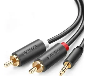 UGREEN AV102 Kabel 2x RCA (M) - jack 3.5 mm (M) 1.5m černá