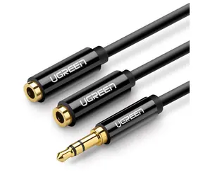 UGREEN Kabel 3.5mm Jack (M) - 2x 3.5mm Jack (F) 0.25m černá