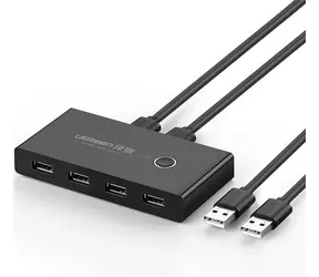UGREEN USB 2.0 Switch černá / 2x USB-A 2.0 (M) - 4x USB-A 2.0 (F) / doprodej