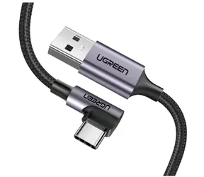 UGREEN Kabel USB-A (M) - USB-C (M) 2m černá / úhlový USB-C 