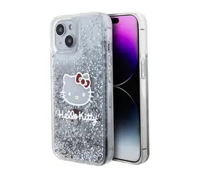 Hello Kitty Liquid Glitter Electroplating Head Logo Zadní Kryt pro Apple iPhone 15 transparentní