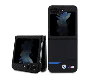 BMW M PU Carbon Blue Line Zadní Kryt pro Samsung Galaxy Z Flip 5 černá