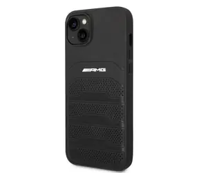 AMG Leather Debossed Lines Zadní Kryt pro Apple iPhone 14 černá