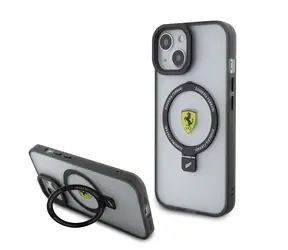 Ferrari Ring Stand MagSafe Zadní Kryt pro Apple iPhone 15 černá