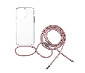 FIXED Pure Neck Pouzdro s růžovou šňůrkou na krk pro Apple iPhone 15 Pro Max čirá