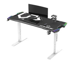 ULTRADESK Force bílá / Herní stůl / 166 x 70 x 60 - 86 cm / nastavitelná výška / LED osvětlení