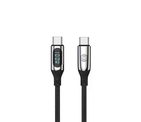 Forever LCD Kabel USB-C (M) - USB-C (M) 1m černá / 100W / LCD displej 
