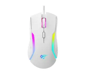 Havit MS1033 bílá / Optická herní myš / 800 - 8000 DPI / RGB / USB-A / 9 tlačítek / 1.6 m