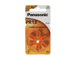 Panasonic PR13 (PR48) 6ks / Baterie do naslouchadel / 1.4V / 280 mAh / ZnAir