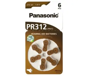 Panasonic PR312 (PR41) 6ks / Baterie do naslouchadel / 1.4V / 160 mAh / ZnAir