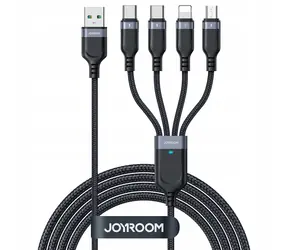 Joyroom S-1T4018A18 Nabíjecí kabel USB-A (M) - 2x USB-C + MicroUSB + Lightning (M) 3.5A 1.2m černá