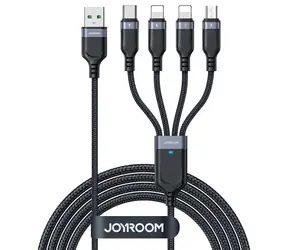 Joyroom S-1T4018A18 Nabíjecí kabel USB-A (M) - USB-C + MicroUSB + 2x Lightning (M) 3.5A 1.2m černá