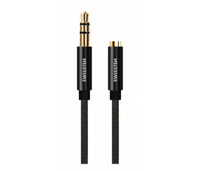 SWISSTEN TEXTILE 3.5mm jack - 3.5mm jack 1.5m černá