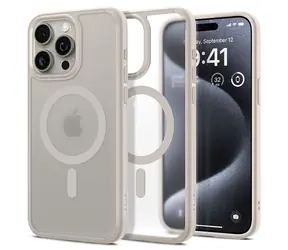 Spigen Ultra Hybrid MagSafe ochranný kryt pro Apple iPhone 15 Pro frost natural titanium 