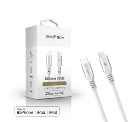 RhinoTech LITE MFi Kabel USB-C (M) - Lightning (M) 1.2 m stříbrná