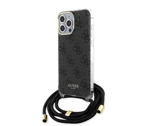 Guess IML 4G Printed Crossbody Zadní Kryt pro Apple iPhone 15 Pro Max černá