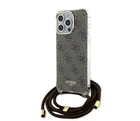 Guess IML 4G Printed Crossbody Zadní Kryt pro Apple iPhone 15 Pro hnědá