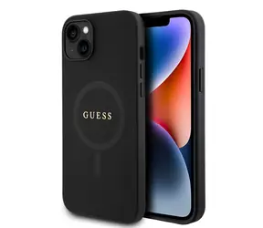 Guess PU Saffiano MagSafe Zadní Kryt pro Apple iPhone 15 černá