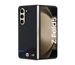 BMW M PU Carbon Blue Line Zadní Kryt pro Samsung Galaxy Z Fold 5 černá