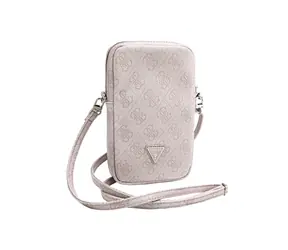 Guess PU 4G Triangle Logo Wallet Phone Bag Zipper růžová