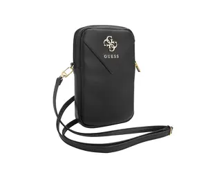 Guess PU Grained 4G Metal Logo Wallet Phone Bag Zipper černá