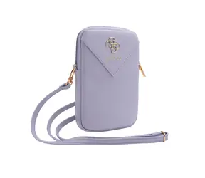 Guess PU Grained 4G Metal Logo Wallet Phone Bag Zipper fialová