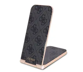 Guess Aluminium Stolní Bezdrátová Magnetická Nabíječka 2v1 4G Pattern černá