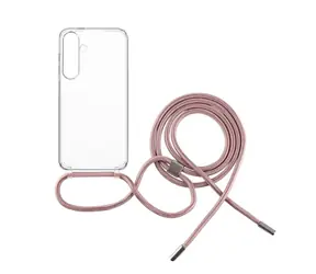 FIXED Pouzdro Pure Neck s růžovou šňůrkou na krk pro Samsung Galaxy S24+