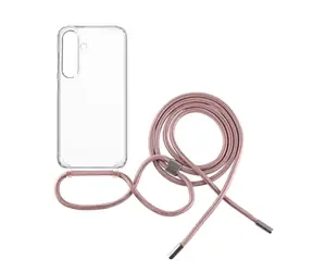 FIXED Pouzdro Pure Neck s růžovou šňůrkou na krk pro Samsung Galaxy S24