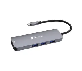 Verbatim Multiport Hub CMH-08 USB-C šedá / Dokovací stanice / 3x USB-A / USB-C / 2x HDMI / SD