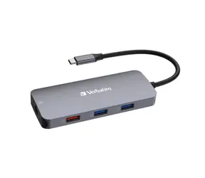 Verbatim Multiport Hub CMH-09 USB-C šedá / Dokovací stanice / 3x USB-A / 2x USB-C / RJ45 / HDMI / SD