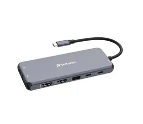 Verbatim Multiport Hub CMH-14 USB-C šedá / Dokovací stanice / 5x USB-A / 2x USB-C / RJ45 / 2x HDMI / DP / VGA / 3.5mm