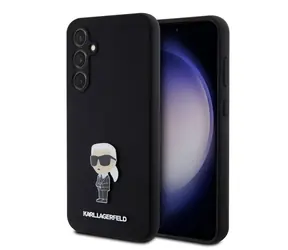 Karl Lagerfeld Liquid Silicone Metal Ikonik Zadní Kryt pro Samsung Galaxy S23 FE černá