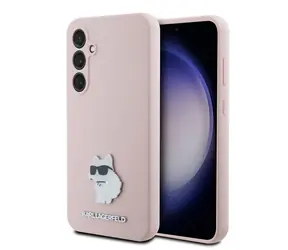 Karl Lagerfeld Liquid Silicone Metal Choupette Zadní Kryt pro Samsung Galaxy S23 FE růžová