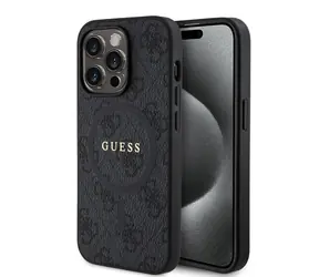 Guess PU Leather 4G Colored Ring MagSafe Zadní Kryt pro Apple iPhone 14 Pro černá