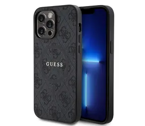 Guess PU Leather 4G Colored Ring MagSafe Zadní Kryt pro Apple iPhone 14 Pro Max černá