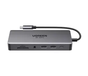 UGREEN HUB USB-C Dokovací stanice / PD / 2x HDMI / RJ45 / TF slot / SD slot / jack 3.5 mm