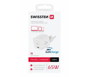 SWISSTEN síťový adaptér GaN USB-C 65W bílá