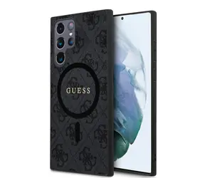 Guess PU Leather 4G Colored Ring MagSafe Zadní Kryt pro Samsung Galaxy S24 Ultra černá